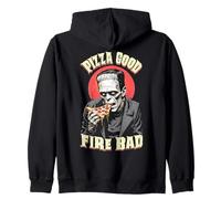 Pizza Good Fire Bad Funny Frankenstein Halloween Slice Chef Zip Hoodie