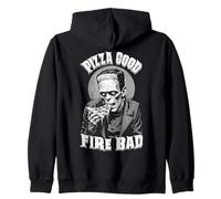 Pizza Good Fire Bad Funny Frankenstein Halloween Slice Chef Zip Hoodie