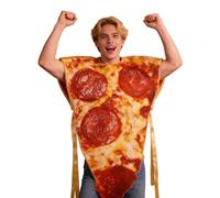 Pizza Halloween Costume - Polyester | Realistic Funny Food Cosplay Outfit Pizza Slice Costume | for Halloween Dress Up Party Outdoor Carnival Role Playing Adult Couple Kids Christmas Birthday