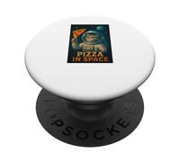 Pizza in Space Cat Astronaut Funny Cosmic Dinner Graphic Tee PopSockets Adhesive PopGrip