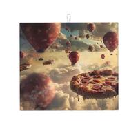 Pizza In The Sky - Kitchen Drying Mats for Dishes Washable Absorbent Dish Draining Mat Heat Resistant Drying Pad for Countertop 16 x 18 in