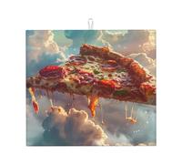 Pizza In The Sky - Kitchen Drying Mats for Dishes Washable Absorbent Dish Draining Mat Heat Resistant Drying Pad for Countertop 16 x 18 in