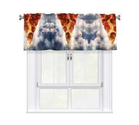 Pizza in the sky Patterned Half Blackout Curtains - 54x18 inches, Decorative Half Blackout Kitchen and Bathroom Curtains