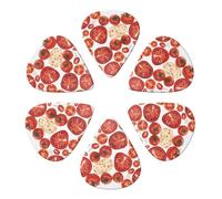 Pizza Ingredients Print Guitar Picks 6 Pack With Organizer Storage Bag 0.46 0.71 0.96mm Guitar Plectrums Guitars Accessories For Bass Electric Acoustic Guitars