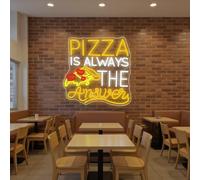 Pizza Is Always The Answer Neon Sign for Wall Decor, 17.19"×15.94" | Pizza Neon Signs, LED Light Art Decor for Restaurants, Pizza by The Slice Business Sign