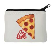 Pizza is My Life Neoprene Coin Purse Pouch 10x11cm White