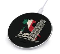 Pizza Italian Flag Map Funny Charger Pad with USB Cable | 10W Max Fast Charging Stand Fit for Most Cell Phone (No AC Adapter)