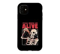 Pizza Keeps Me Alive Funny Foodie Skeleton Retro EduEly Case for iPhone 11
