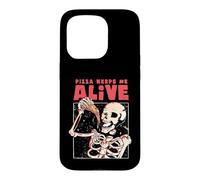 Pizza Keeps Me Alive Funny Foodie Skeleton Retro EduEly Case for iPhone 15 Pro
