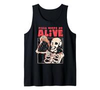 Pizza Keeps Me Alive Funny Foodie Skeleton Retro EduEly Tank Top