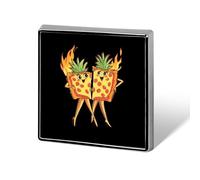 Pizza Lady Square Metal Brooches 1 Inch Decorative Badges Exquisite Decorations Pins for Clothing