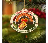 Pizza Maker Christmas Ornament 2026, Pizza Chef Ornaments for Xmas Tree | World's Best Pizza Maker Wooden Ornament, Keepsake Gift for Pizza Makers, Chef, Staff Italian Chef Boss Manager, Pizza Lovers