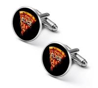 Pizza Missing Slice Trendy Shirt Cufflinks for Men Silver Cuff Links Dress Shirts Wedding Office