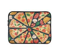 Pizza Mushroom Dark Blue Waterproof Laptop Sleeves 14-16 Inch Padded Quilted Laptop Protector Bag Notebook Case