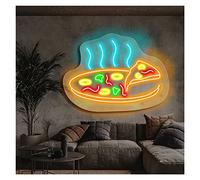 Pizza Neon Lights Signs Personalized Custom Large LED Acrylic Light Up Neon Sign For Bedroom For Wall Decor Wedding Bar Party Outdoor Happy Birthday(60x42.8cm)
