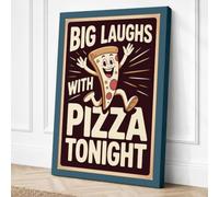 Pizza Night Laughs Retro Canvas Wall Art Print 30x20 Inch