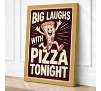 Pizza Night Laughs Retro Canvas Wall Art Print 30x20 Inch