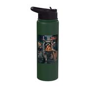Pizza Nocturne Cool Raccoon Night Pizza Slice Stainless Steel Insulated Water Bottle