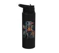 Pizza Nocturne Cool Raccoon Night Pizza Slice Stainless Steel Insulated Water Bottle