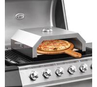 Pizza Oven Black/Silver 49 x 35 x 15.5 cm Stainless Steel Hood Enamel Base Stone