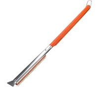 Pizza Oven Brush 53.5 cm with Scraper - Brass Bristles - Wooden Handle Pizza Stone Brush for Hot Pizza Stones Cleaning - Hanging Ring for Outdoor Pizza Oven Accessories Heat Resistant & Durable