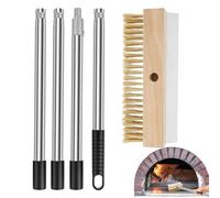 Pizza Oven Brush - Grill Cleaning Brush with Scraper | Pizza Stone Cleaning Brush | Heat Resistant Stainless Steel Bristle Cleaning Tool
