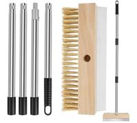 Pizza Oven Brush with Scraper, Brass Bristle Pizza Stone Brush with 145cm Detachable Long Handle Practical Heavy Duty BBQ Cleaning Tool for Commercial Home Kitchen Outdoor BBQ Grill