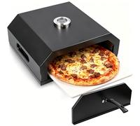 Pizza Oven for Grill: black stone pizza oven with steel baffle, pizza grill with built-in thermometer suitable for homemade crispy backyard pizza
