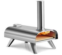 Gr8 Garden Outdoor Stainless Steel 12”Table top Pizza Oven Portable Wood Fired pellets BBQ Grill Cooker with Pizza Stone