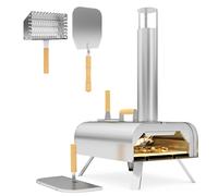 Pizza Oven Silver Stainless Steel 79x36x75cm Portable Wood Pellet Foldable Mini