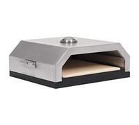Pizza Oven with Ceramic Stone and Temperature Display for Gas and Charcoal Grill, Stainless Steel Mini Baking Device for Crispy Base, Tarte Flambée, Calzone, Bread and Party in the Garden