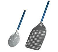 Pizza Paddle 14/13/12 Inch Pizza Peel with 7/8/9 Turner Set Blue Handle Shovel Tools(12inch8inch)