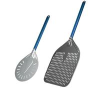 Pizza Paddle 14/13/12 Inch Pizza Peel with 7/8/9 Turner Set Blue Handle Shovel Tools(12inch9inch)