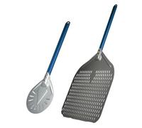 Pizza Paddle 14/13/12 Inch Pizza Peel with 7/8/9 Turner Set Blue Handle Shovel Tools(14inch7inch)