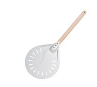 Pizza Paddle 7/8/9/10 Inch Pizza Turning Peel Shovel Perforated Aluminum Paddle Short Tool Non Slip Wooden Handle(10 inch)