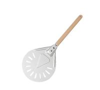Pizza Paddle 7/8/9 Inch Aluminum Perforated Pizza Peel Metal Round Paddle Non Slip Wooden Handle Spatula Shovel Baking Tools(9 inch 40cm)