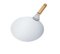 Pizza Paddle Pizza Shovel Pastry Tools Accessories Peel Round Stainless Steel Non-Stick Paddle Spatula with Oak Wooden Handle(Small)