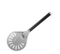 Pizza Paddle Round 7/9/12 Inch Pizza Turning Peel Turner Spinner Long Handle Perforated Aluminum Shovel Oven Accessories(7 inch Metal Handle)