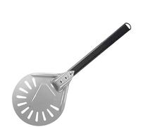 Pizza Paddle Round 7/9/12 Inch Pizza Turning Peel Turner Spinner Long Handle Perforated Aluminum Shovel Oven Accessories(9 inch Metal Handle)