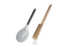 Pizza Paddle Round Pizza Turning Peel 7/8/9 Inch Shovel and Oven Brush Set Grill Cleaning Accessories(8 inch and Brush)