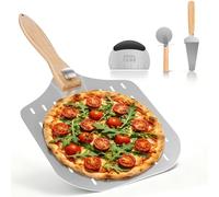 Pizza Paddle Set, 12 inch Pizza Peel Perforated with Foldable Handle