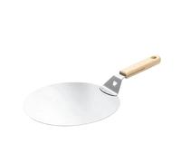 Pizza Paddle With Oak Wooden Handle Pizza Shovel Pastry Tools Accessories Peel Round Stainless Steel Non-stick Paddle Spatula(Small)