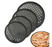 Pizza Pan - 4-Piece Baking Accessory Set with Non-Stick Coating for the Kitchen | Pizza Baking Tray for the Oven - for Home, Dorm, Bathroom, Apartment, Rental Kitchen, Camping and BBQ Party