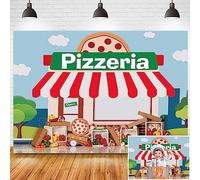 Pizza Party Backdrop Kids Cooking Theme Birthday Party Banner Pizzeria Shop Food Vegetables Chef Background Kids Cooking Dessert Baby Shower Portrait Decor Backdrop Cake Table Supplies Banner,5x3ft