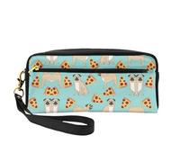 Pizza Party. Print Leather Small Makeup Bag – Reusable Cosmetic Accessories Organizer, Travel Toiletry Bag