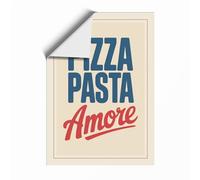 Pizza Pasta Amore Vintage Unframed Wall Art Print A2 (59.4×42cm), Wall Decor for Living Room, Bedroom, Office & Home, Art Gift