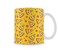 Pizza Pattern Birthday Present Coffee Tea Cocoa Soup Daily Use Mug Unique Ceramic Cup Mug. (11 OZ White Ceramic Mug)