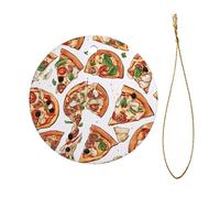 Pizza Pattern Full Double-Sided Printed Diameter 7.3cm Holiday Party Decoration Halloween And Christmas Ceramic Circular Pendant