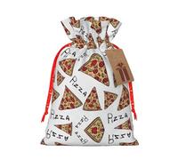 Pizza Pattern Print Drawstring Gift Reusable Bags Party Favors Holiday Birthday Eco-Friendly Pouches