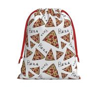 Pizza Pattern Print Gift Drawstring Decor Bag For Holiday Party Favors Birthdays Anniversaries Pouch